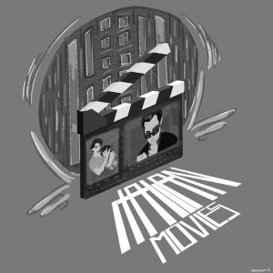 (CIAK) Clapperboard in a circle - Illustrazione di Elen Mkhitaryan