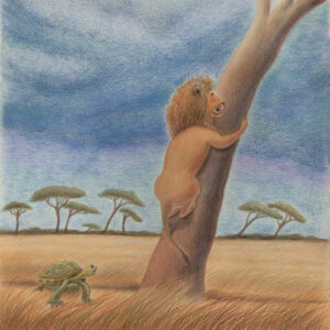 FLOP - Doriana Ballabio - The Lion's Flop. (matite colorate su carta avorio.)