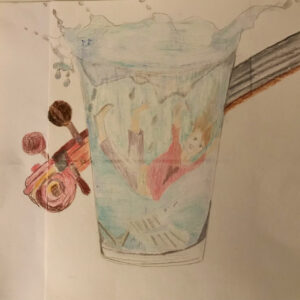 FLOP - Paola Favaron - Flop…when  you drown and drop in a glass of water pop (matita e pastelli)