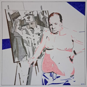 FLOP - Sergio Filippini - Tu lo conosci Winston Churchill? (Matite e pennarelli su cartoncino bianco liscio)