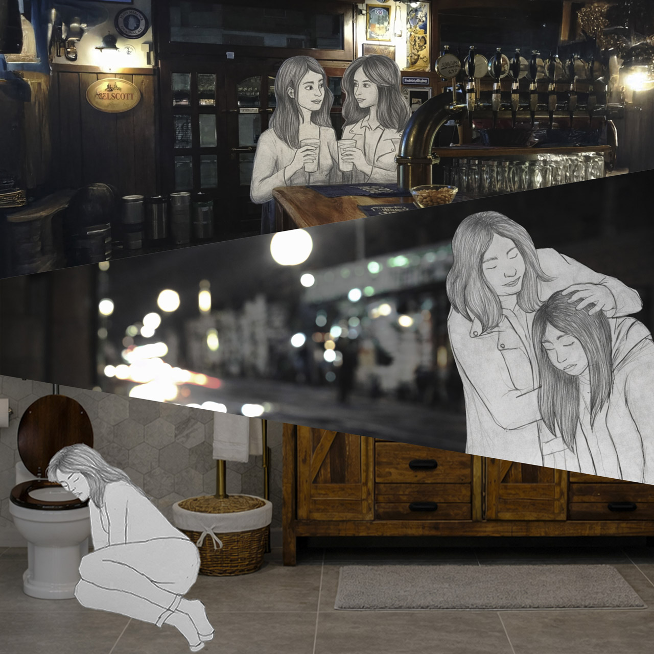 FLOP - Angela Margherita Marinelli Righetti - Una birra e andiamo (Mista (Matita su carta e Digitale)