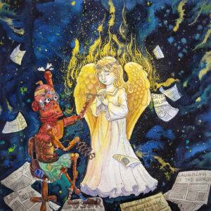 FLOP - Yuexi Ding - Golden Wings Above Ashes (Painting)