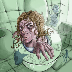 FLOP - Tommaso Ghielmi - Uscire dal Flop (Base disegnata a mano su foglio con matite. colorata successivamente in digitale)