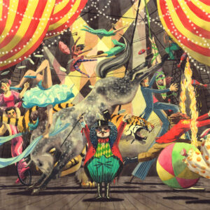 FLOP - maki yamaguchi - Cirque du FLOP (Mixed madia on watercolor paper)